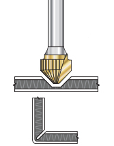 Carbide Double Edge Folding ‘V’ Groove Router Bits with ZrN Coating (Zirconium Nitride) for Aluminum Composite Material (ACM) Panels