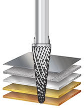 SL Burrs Solid Carbide Head Brazed into Steel Shank Radius Cone Shape Double Cut Burr Bits