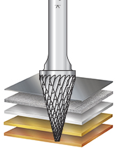 SM Burrs Solid Carbide Head Brazed into Steel Shank Pointed Cone Shape Double Cut Burr Bits