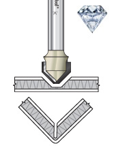 Diamond Tipped (PCD) Double Edge Folding 'V' Groove Router Bits