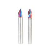 45624-K-2 2-Pack Solid Carbide 3 Flute V-Groove 60 Deg x 1/4 Dia x 7/32 x 1/4 Inch Shank Spektra™ Extreme Tool Life Coated Router Bit