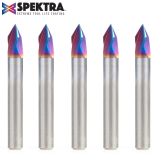 45624-K-5 5-Pack Solid Carbide 3 Flute V-Groove 60 Deg x 1/4 Dia x 7/32 x 1/4 Inch Shank Spektra™ Extreme Tool Life Coated Router Bit