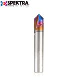 45625-K Solid Carbide V-Groove 90 Deg x 1/4 Dia x 1/8 x 1/4 Inch Shank Spektra™ Extreme Tool Life Coated Router Bit