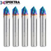 45626-K-5 5-Pack Solid Carbide V-Groove 90 Deg x 1/4 Dia x 1/8 x 1/4 Inch Shank Spektra™ Extreme Tool Life Coated Router Bit