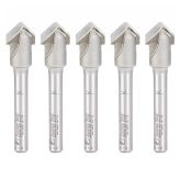 45792-5 5 Pack Carbide Tipped Double Edge Folding V-Groove 90 Deg x 0.090 Inch Tip Width x 1/2 Dia x 13/64 x 1/4 Inch Shank