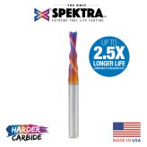 46211-K Solid Carbide Spektra™ Extreme Tool Life Coated Spiral Plunge 5mm Dia x 3/4 x 1/4 Shank Down-Cut Router Bit for Drilling Shelf Pin Holes