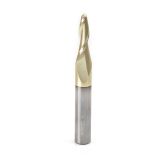 46285 CNC 2D and 3D Carving 5 Deg Tapered Angle Ball Tip 1/4 Dia x 1/8 Radius x 1-3/8  x 1/2 Shank x 4 Inch Long x 2 Flute Solid Carbide ZrN Coated Up-Cut Spiral Router Bit