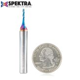 46290-K CNC 2D and 3D Carving Flat Bottom 0.10 Deg Angle x 1/16 Dia x 5/16 x 1/4 Shank x 2 Inch Long x 3 Flute Solid Carbide Up-Cut Spiral Spektra™ Extreme Tool Life Coated Router Bit