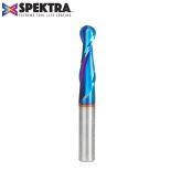 46378-K Solid Carbide Spektra™ Extreme Tool Life Coated Up-Cut Ball Nose Spiral 3/16 Radius x 3/8 Dia x 1-1/4 Inch x 3/8 Shank Router Bit