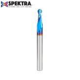 46424-K Solid  Carbide Spektra™ Extreme Tool Life Coated Up-Cut Spiral Ball Nose 3/32 Radius x 3/16 Dia x 1/2  x 1/4 Shank x 2-1/2 Inch Long x 2 Flute Router Bit