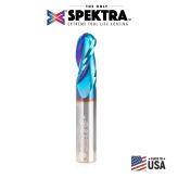 46525-K Solid Carbide Spektra™ Extreme Tool Life Coated Up-Cut Ball Nose Spiral 3 Flute 1/4 Radius 1/2 Dia x 1 x 1/2 Shank Router Bit