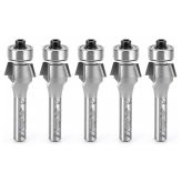 47200-5 5 Pack Carbide Tipped Bevel Laminate Trim 15 Deg x 5/8 Dia x 1/4 x 1/4 Inch Shank with Ball Bearing