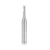 51411 Solid Carbide CNC Spiral 'O' Single Flute, Plastic Cutting 1/8 Dia x 1/2 x 1/4 Shank x 2 Inch Long Up-Cut Router Bit