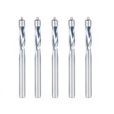 51436-5 5-Pack Solid Carbide Spiral  Plastic Flush Trim 1/4 Dia x 3/4 x 1/4 Shank x 3 Inch Long Double Ball Bearing