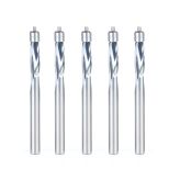 51436-5 5-Pack Solid Carbide Spiral  Plastic Flush Trim 1/4 Dia x 3/4 x 1/4 Shank x 3 Inch Long Double Ball Bearing