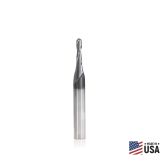 51911 High Performance Solid Carbide CNC Steel, Stainless Steel & Composite Cutting Variable Helix Spiral Ball Nose with AlTiN Coating 2-Flute x 1/16 Radius x 1/8 Dia x 1/2 x 1/4 Shank x 2 Inch Long Up-Cut Router Bit/End Mill