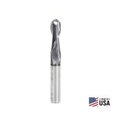 51913 High Performance Solid Carbide CNC Steel, Stainless Steel & Composite Cutting Variable Helix Spiral Ball Nose with AlTiN Coating 2-Flute x 3/16 Radius x 3/8 Dia x 1-1/8 x 3/8 Shank x 3 Inch Long Up-Cut Router Bit/End Mill