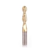 51916-Z Solid Carbide CNC Spiral 'O' Flute Ball Nose Up-Cut, Aluminum Cutting 1/4 R x 1/2 Dia x 2 x 1/2 Shank ZrN Coated Router Bit