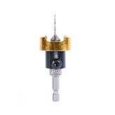 55156 Carbide Tipped 82 Degree Countersink with Tapered Drill and Adjustable Depth Stop with No-Thrust Ball Bearing 3/8 Dia x 5/64 Drill Dia x 1/4 Inch Quick Release Hex Shank