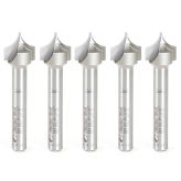 56123-5 5 Pack Carbide Tipped Point Cutting Roundover 1/4 Radius x 1/2 Dia x 1/2 x 1/4 Shank Router Bit