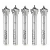 56126-5 5 Pack Carbide Tipped Point Cutting Roundover 3/16 Radius x 3/8 Dia x 19/64 x 1/4 Shank Router Bit