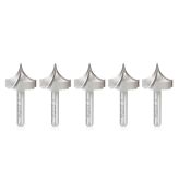 56144-5 5-Pack Carbide Tipped Point Cutting Roundover 1/2 Radius x 1 Dia x 3/4 x 1/4 Shank Router Bit