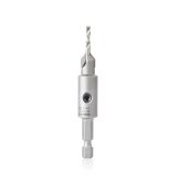57272 Replacement Carbide Tipped Countersink with Slow Spiral HSS M2 Drill for #6 Size Screw 3/8 Drill Dia x 1/4 Hex Shank for #55241 Adjustable No-Thrust Countersink