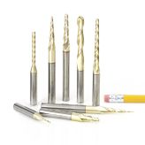  AMS-136 8-Pc Solid Carbide Up-Cut Spiral 2D/3D Carving Ball Nose ZrN Coated CNC Router Bit Collection, 1/4 Inch Shank