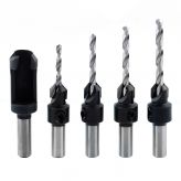 PS-500 5-Piece Carbide Tipped Countersink and Steel Plug Cutter Set (Includes Four Drills)