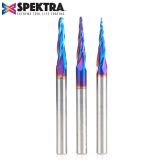 AMS-144-K 3-Pc Solid Carbide Up-Cut Spiral 2D/3D Carving Ball Nose Spektra™ Extreme Tool Life Coated CNC Router Bit Set, 1/4 Inch Shank, Includes 1/32, 1/16 & 1/8 Diameters