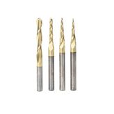 AMS-148 4-Pc Solid Carbide Up-Cut Spiral 2D/3D Carving Ball Nose ZrN Coated CNC Router Bit Set, 1/4 Inch Shank, Includes 1/32, 1/16, 1/8 & 1/4 Diameters.