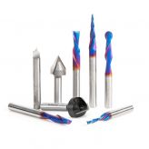 AMS-177-K-B 8-Pc CNC Router Bit Collection featuring V-Grooves, Point Roundover and Multi-Purpose Spektra™ Bits, 1/4 Shank