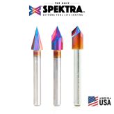  AMS-248-K 3-Pc Spektra™ Extreme Tool Life Coated CNC 30°, 60° & 90° V-Groove Solid Carbide (Brazed To Steel Shank) 1/4 Inch Shank Pack