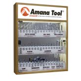 AMS-CNC-58 - Master CNC Router Bit Collection, 58-Pcs with LED Illuminated, Mirrored Interior and Solid Wood Display