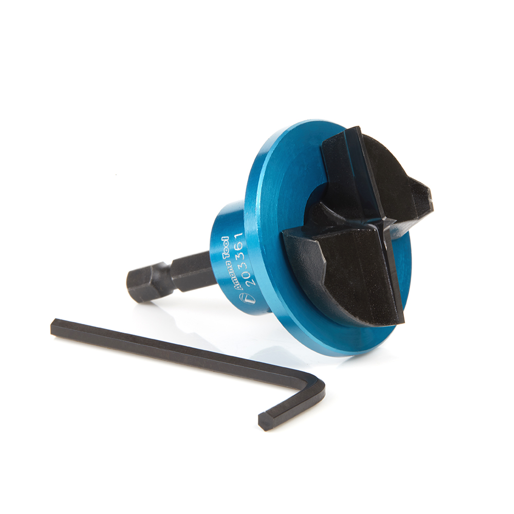 203361 Carbide Tipped 2 Wing Hinge Boring Bit with Spurs with Adjustable Depth-Stop 35mm Dia x 1/4 Inch Quick Release Hex Shank