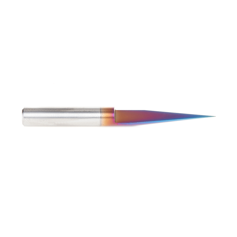 45611-K-M Solid Carbide 15 Degree Engraving 0.13mm (.005") Tip Width x 6mm Shank Signmaking Spektra™ Extreme Tool Life Coated Router Bit
