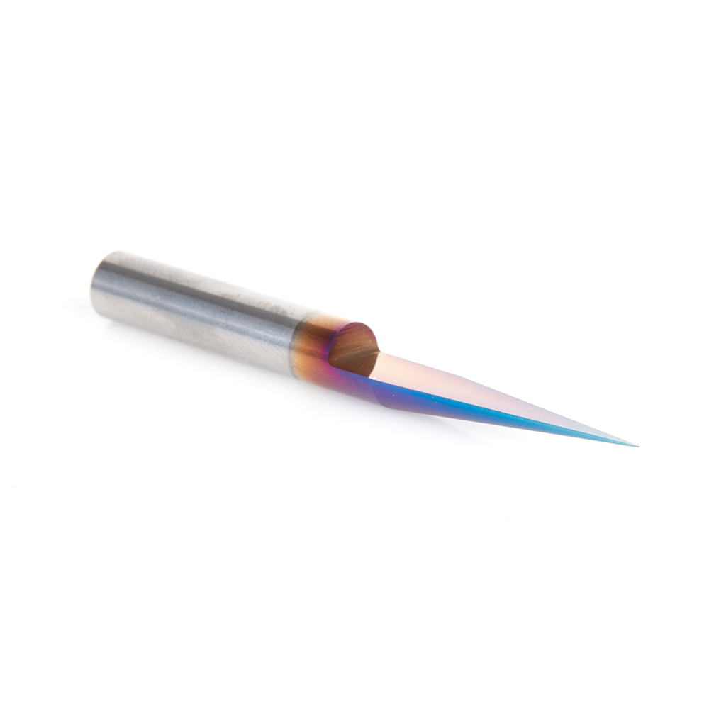 45611-K-M Solid Carbide 15 Degree Engraving 0.13mm (.005") Tip Width x 6mm Shank Signmaking Spektra™ Extreme Tool Life Coated Router Bit