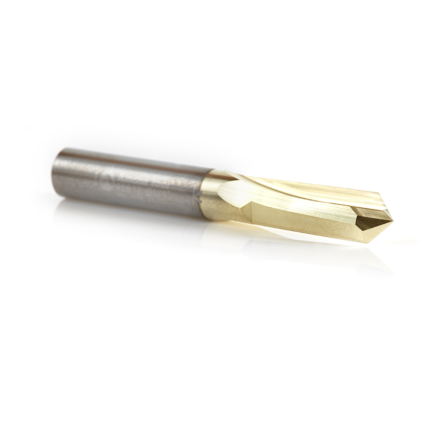 45612 "Zero-Point" 90 Degree V-Groove and Engraving 1/4 Dia x 1/8 x 1/4 Shank ZrN Coated Router Bit