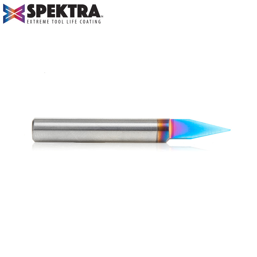 45620-K Solid Carbide 30 Degree Engraving 0.0108 Tip Width x 1/4 Inch Shank Signmaking Spektra™ Extreme Tool Life Coated Router Bit