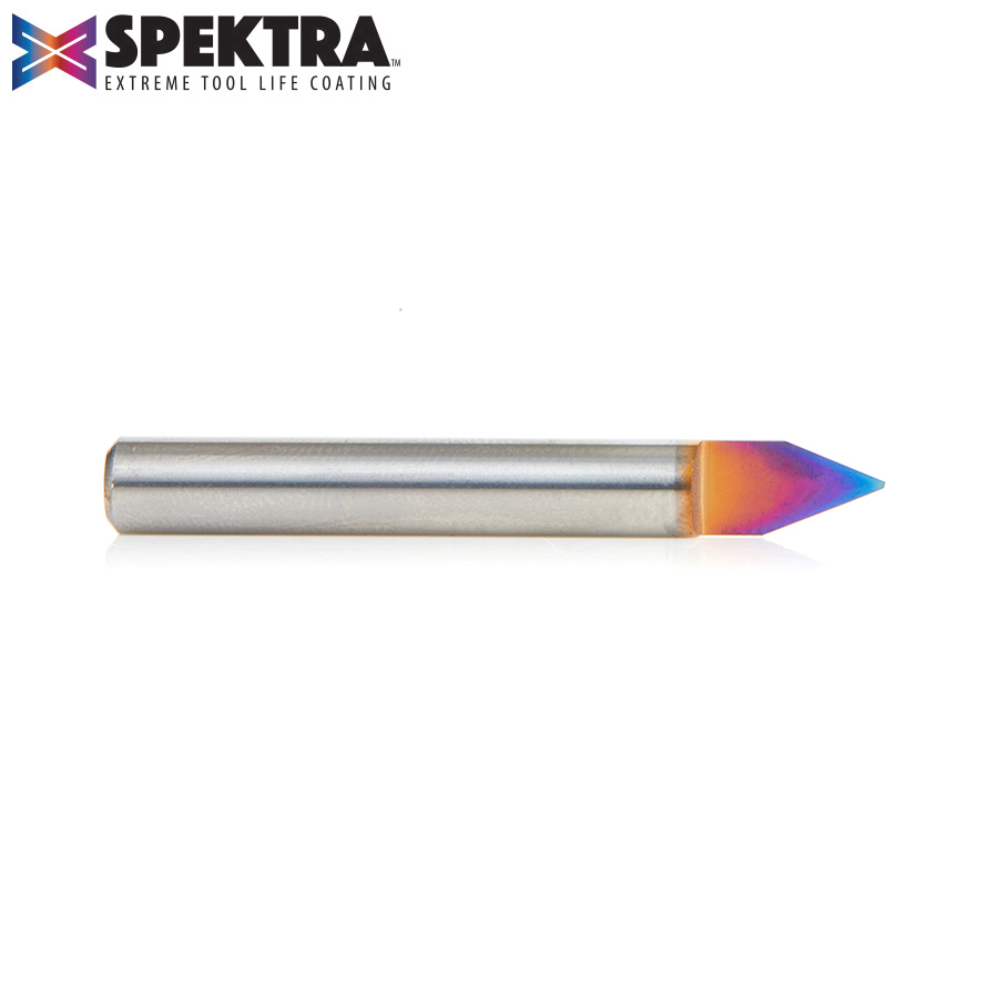 45623-K Solid Carbide 45 Degree Engraving 0.042 Tip Width x 1/4 Inch Shank Signmaking Spektra™ Extreme Tool Life Coated Router Bit
