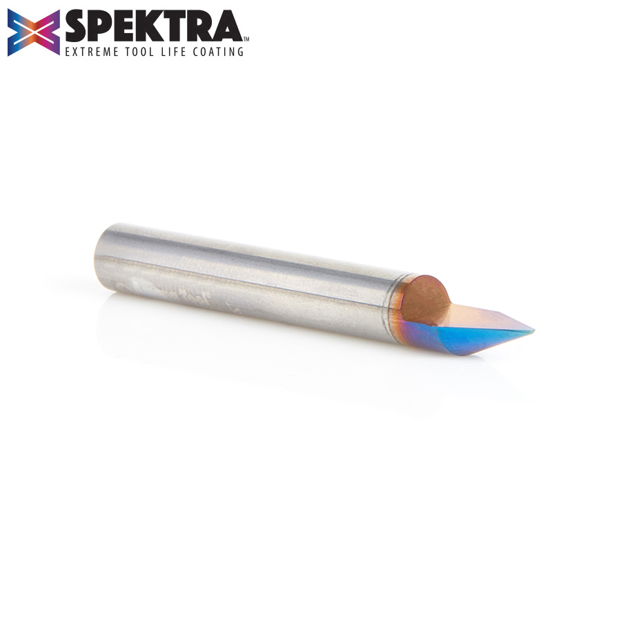 45623-K Solid Carbide 45 Degree Engraving 0.042 Tip Width x 1/4 Inch Shank Signmaking Spektra™ Extreme Tool Life Coated Router Bit