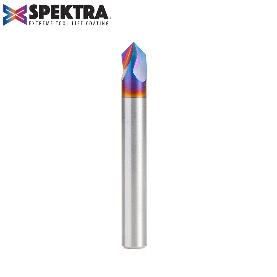 45639-K Solid Carbide V-Groove 90 Deg x 1/4 Dia x .116" x 1/4 Inch Shank Spektra™ Extreme Tool Life Coated Router Bit