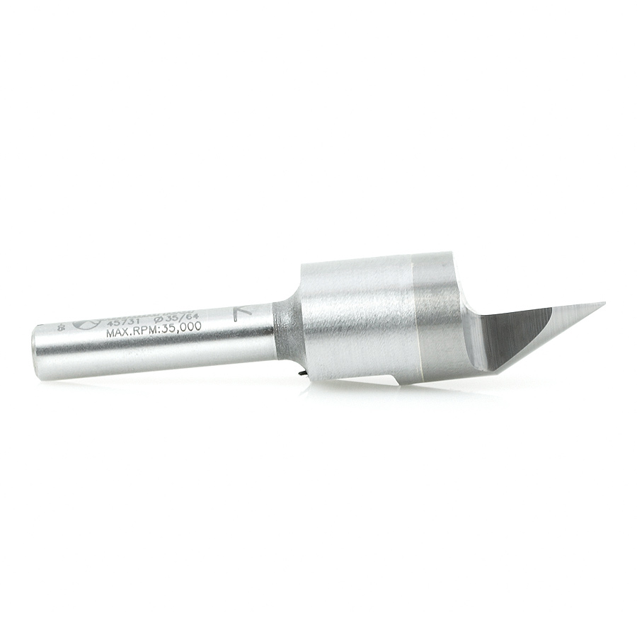 45731 Solid Carbide Cutting Head Brazed to Steel Shank V-Groove Signmaking & Lettering 60 Deg x 9/16 Dia x 7/16 x 1/4 Inch Shank