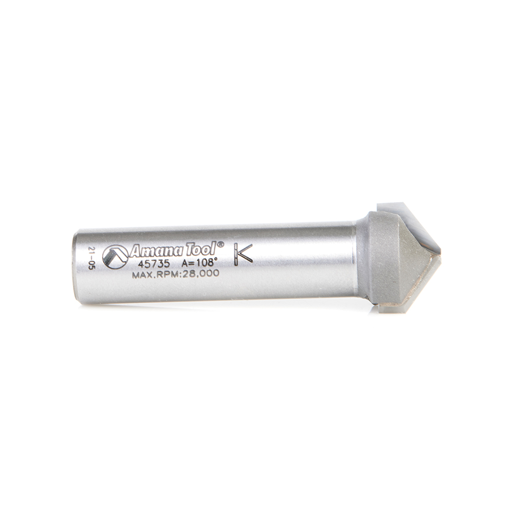 45735 Carbide Tipped Double Edge Folding V-Groove 108 Deg x 0.090 Inch Tip Width x 15/64 x 3/4 Dia. x 1/2 Inch Shank