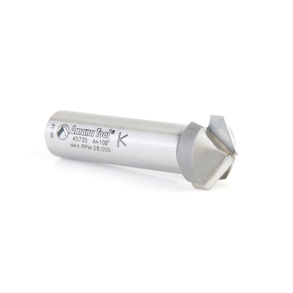 45735 Carbide Tipped Double Edge Folding V-Groove 108 Deg x 0.090 Inch Tip Width x 15/64 x 3/4 Dia. x 1/2 Inch Shank