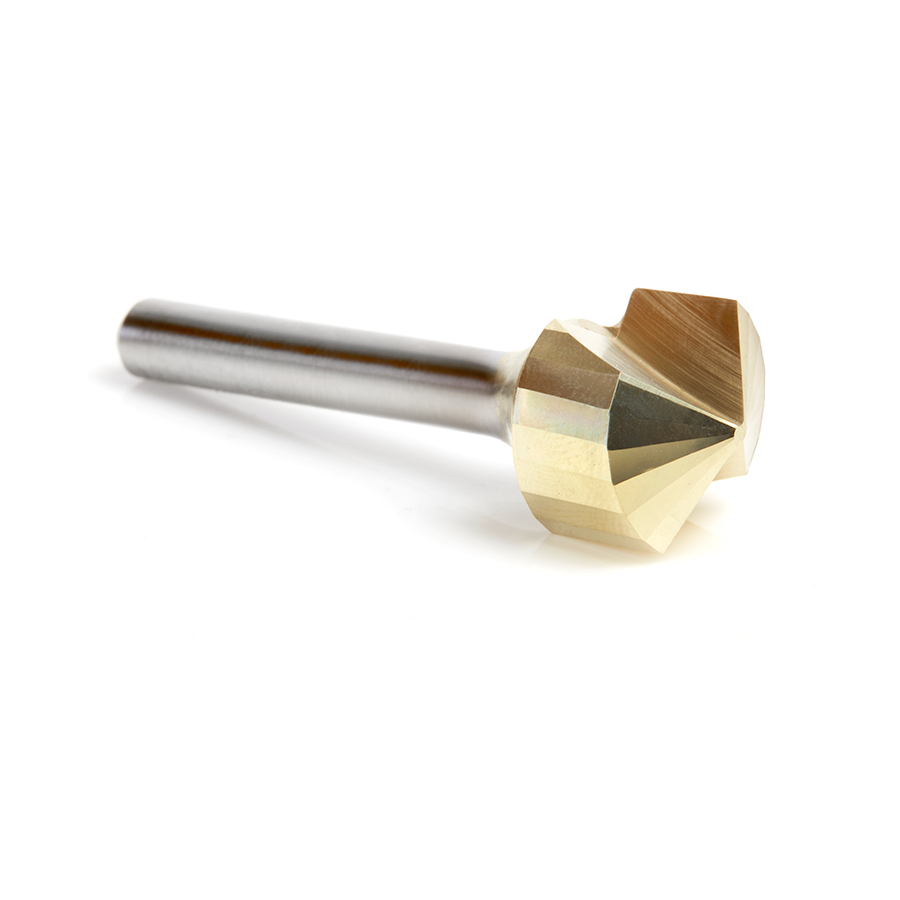45741 Carbide V-Groove 135 Deg. Folding for Composite Material Panels Like TCM, CCM, ACM, 0.078 Inch Tip Width x 1/8 x 3/4 Dia. x 1/4 Inch Shank ZrN Coated Router Bit