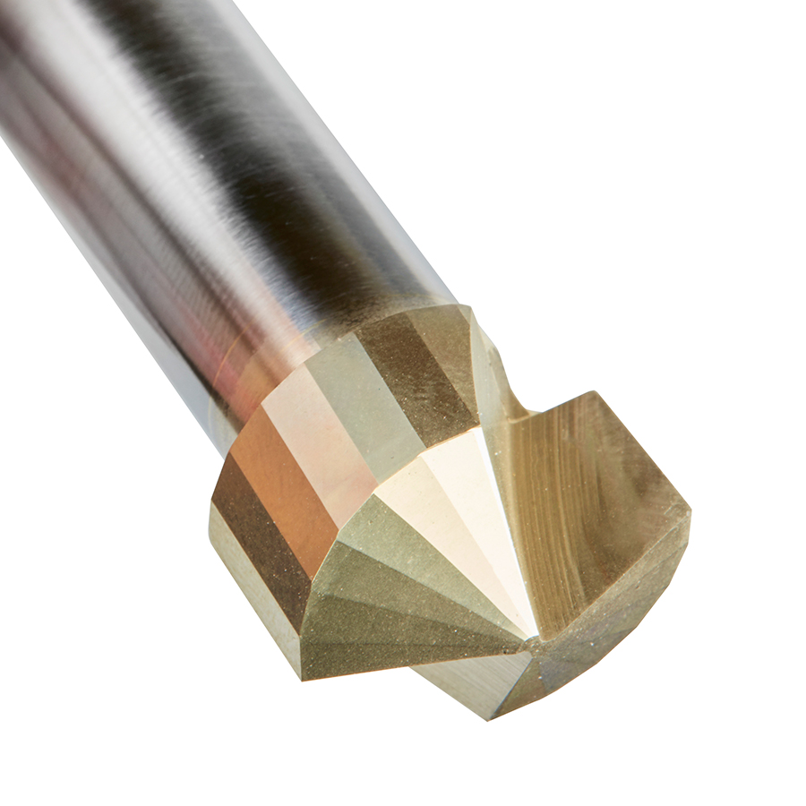 45743 Carbide V-Groove 135 Deg. Folding for Composite Material Panels Like TCM, CCM, ACM, 0.078 Inch Tip Width x 1/8 x 3/4 Dia. x 1/2 Inch Shank ZrN Coated Router Bit