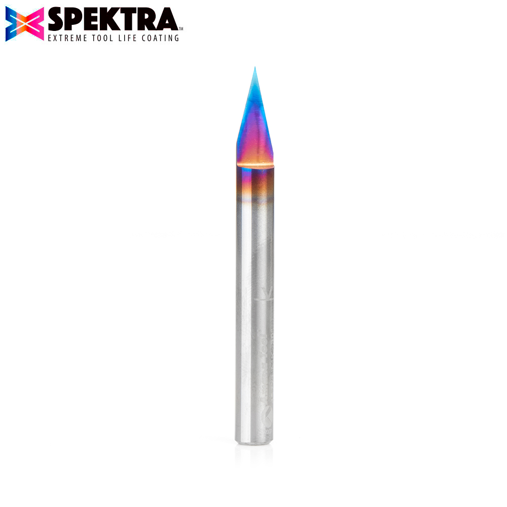 45771-MK Solid Carbide 30 Degree Engraving 0.127mm (0.005") Tip Width x 6mm Shank Signmaking Spektra™ Extreme Tool Life Coated Router Bit
