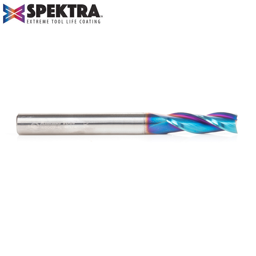 46002-K Solid Carbide Spektra™ Extreme Tool Life Coated Spiral Plunge 1/4 Dia x 3/4 x 1/4 Inch Shank Up-Cut, 3-Flute