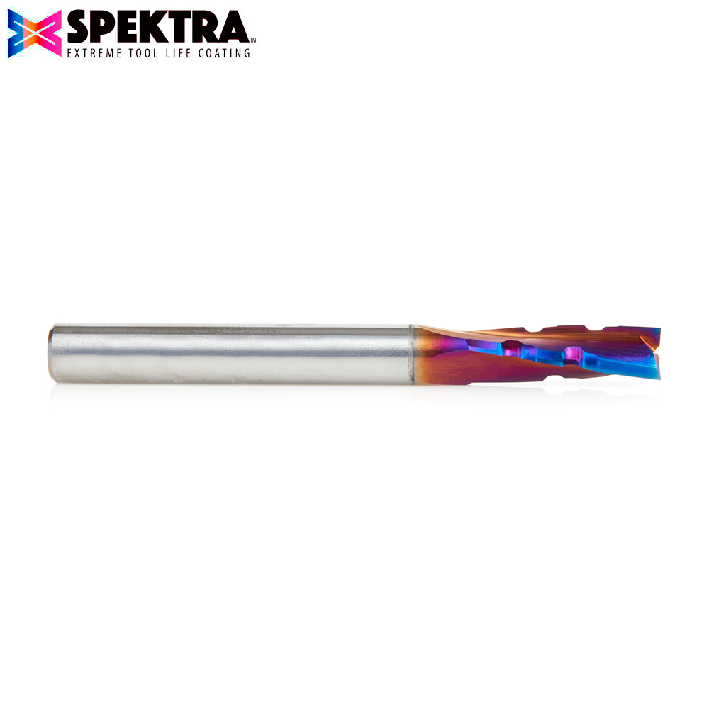 46150-K Solid Carbide CNC Spektra™ Extreme Tool Life Coated Spiral Phenolic, Resin and Composite with Chipbreaker 1/4 Dia x 3/4 x 1/4 Shank x 2-1/2 Inch Long Slow Helix Up-Cut Router Bit